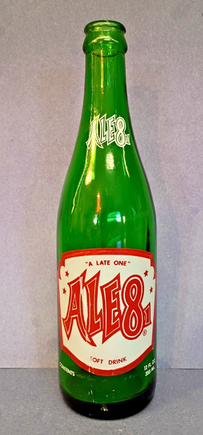 Vintage Ale 8 One Soda Pop Soft Drink 12oz Long Neck Green Glass Bottle Vintage Ale 8 One Soda Pop Soft Drink 12oz Long Neck Green Glass Bottle