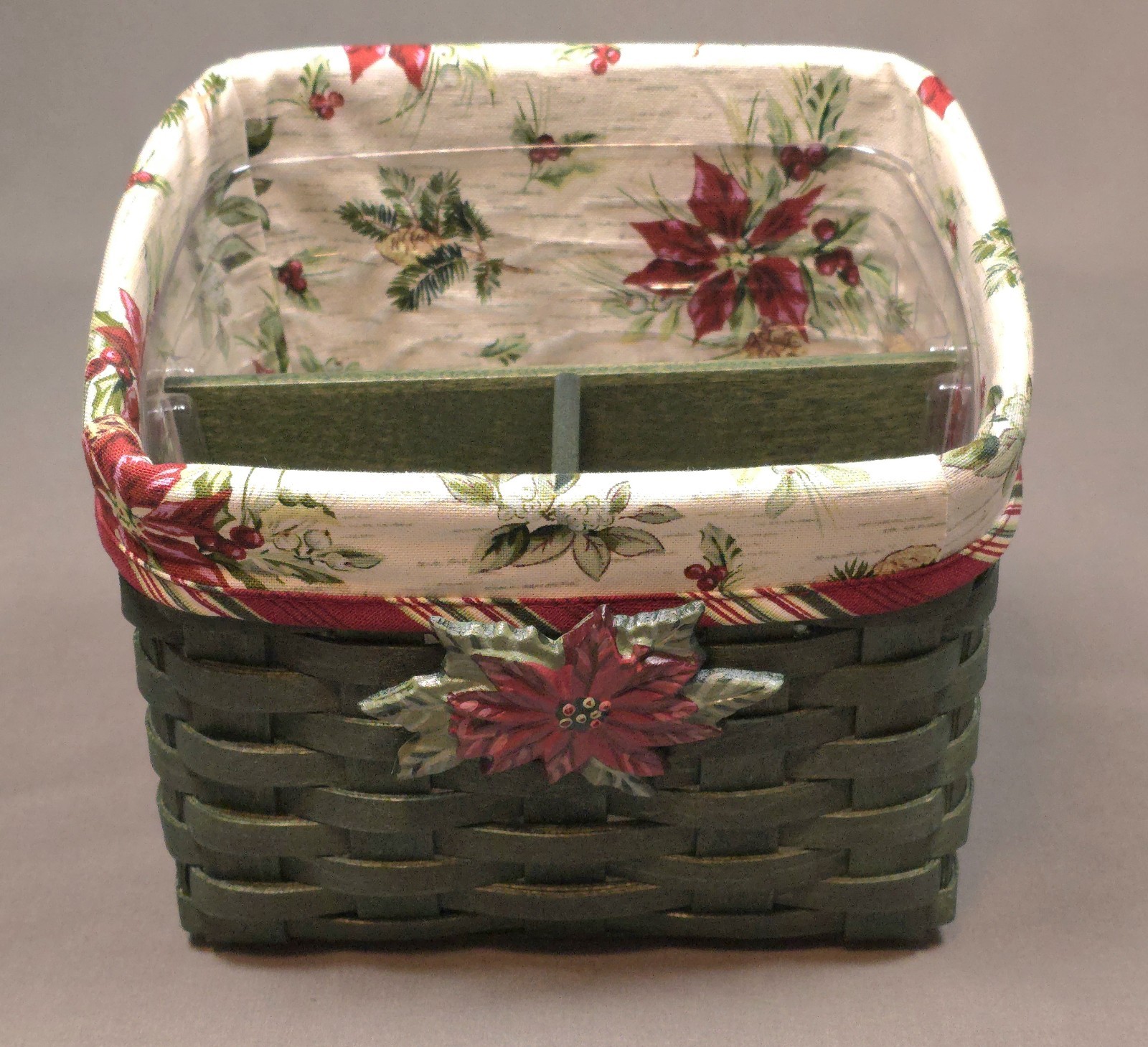 Longaberger Holiday TV Time Basket, All Accessories- 2006 Very RARE Green 