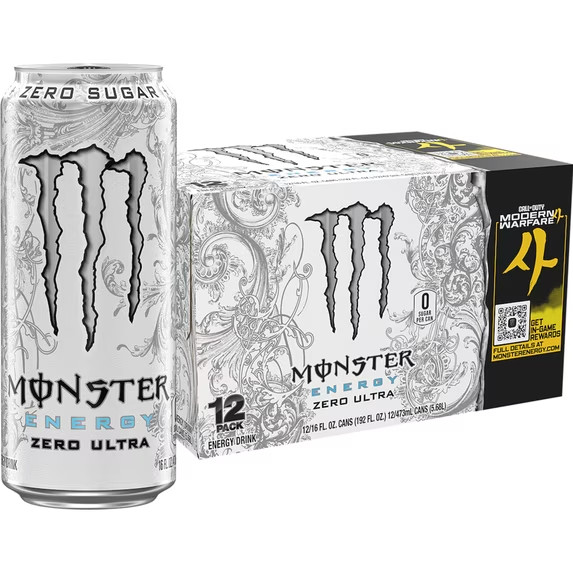 Monster Energy, Zero Ultra, Sugar Free Energy Drink, 12 Pack - 16 Fl Oz