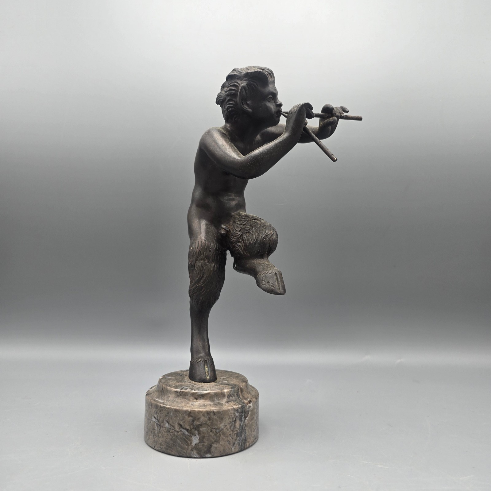 Vintage Grand Tour Style Bronze of Pan Playing Double Flutes Vintage Grand Tour Style Bronze of Pan Playing Double Flutes