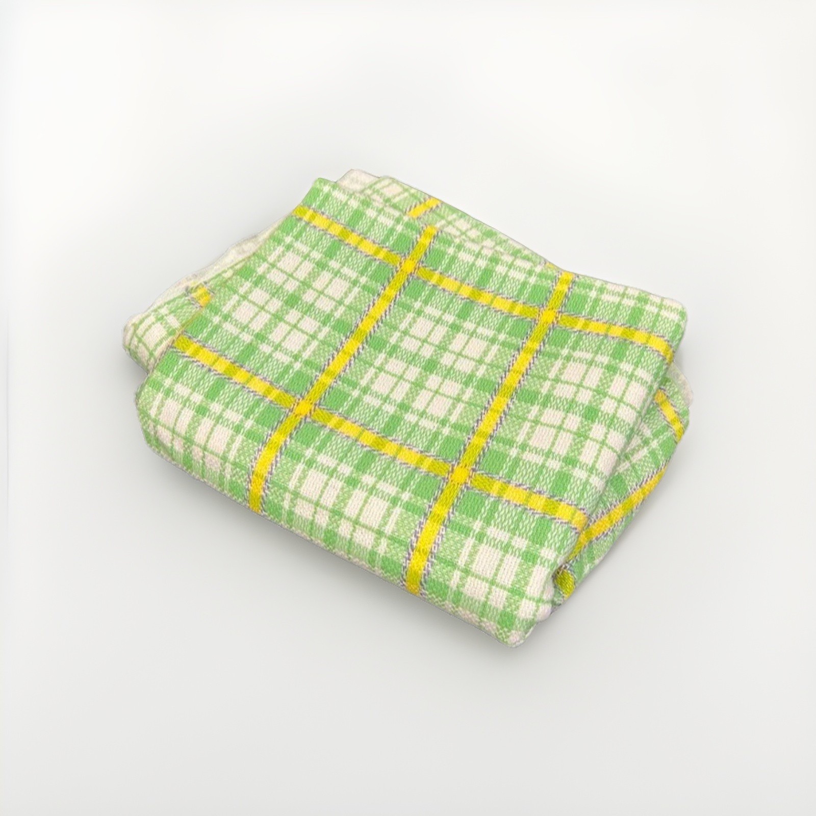 VTG 1970s Polyester Double Knit Lime Green Plaid Fabric Deadstock 2 Yds Textured VTG 1970s Polyester Double Knit Lime Green Plaid Fabric Deadstock 2 Yds Textured