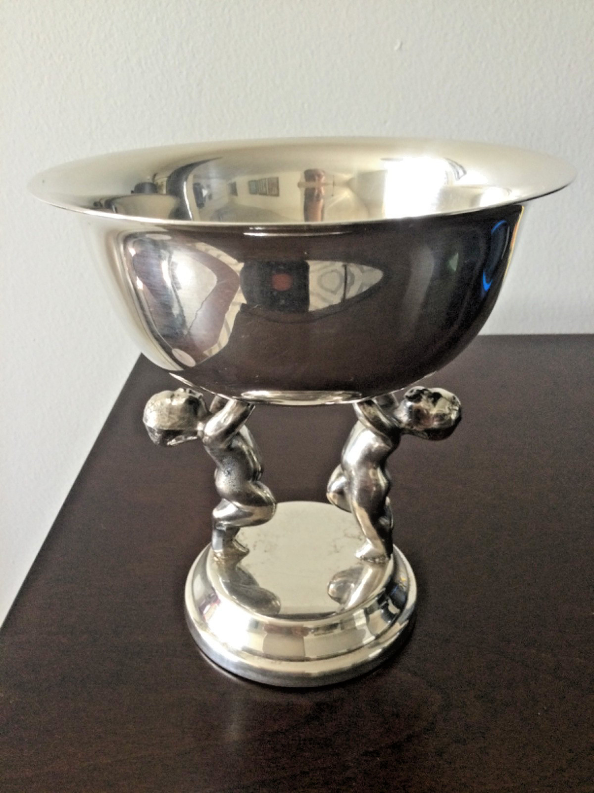 Vintage 1958 Lehman Bros Silver Plated Pedestal Cupids Compote Candy Dish Bowl Vintage 1958 Lehman Bros Silver Plated Pedestal Cupids Compote Candy Dish Bowl