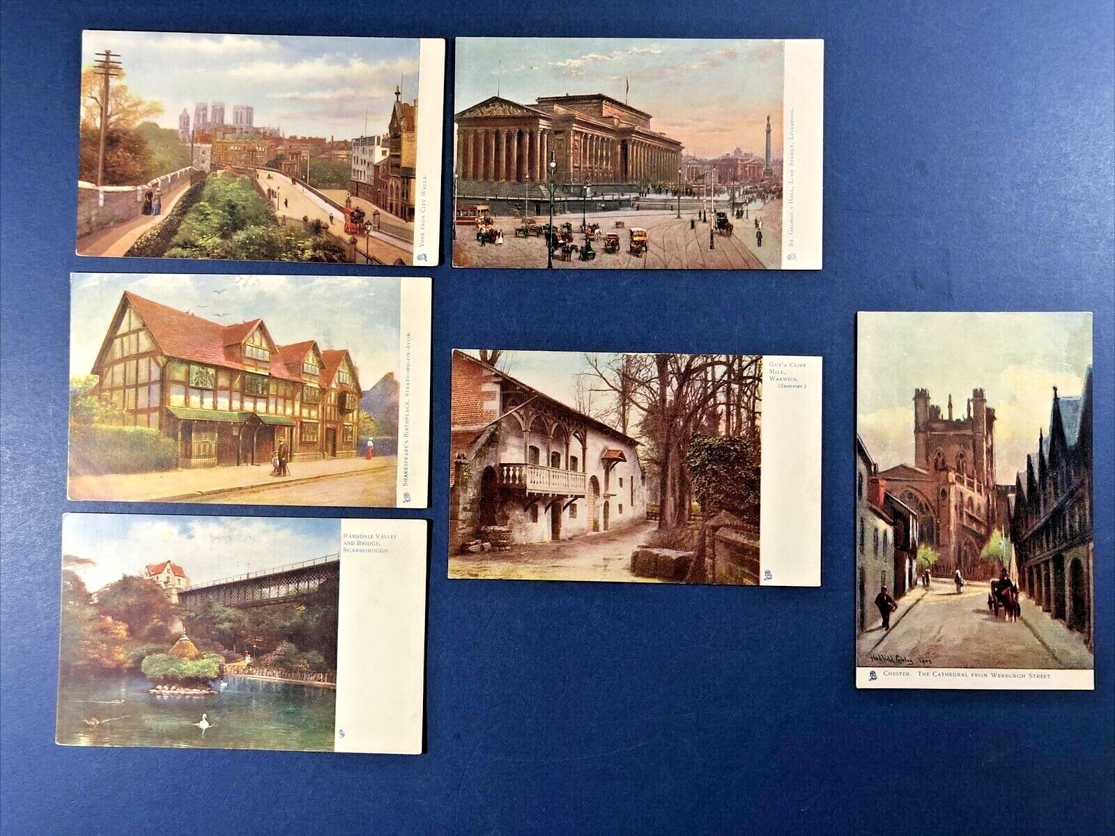 6 Foreign English Cities & Towns Antique Postcards. 1906-1908. PUBL: Tuck NICE 