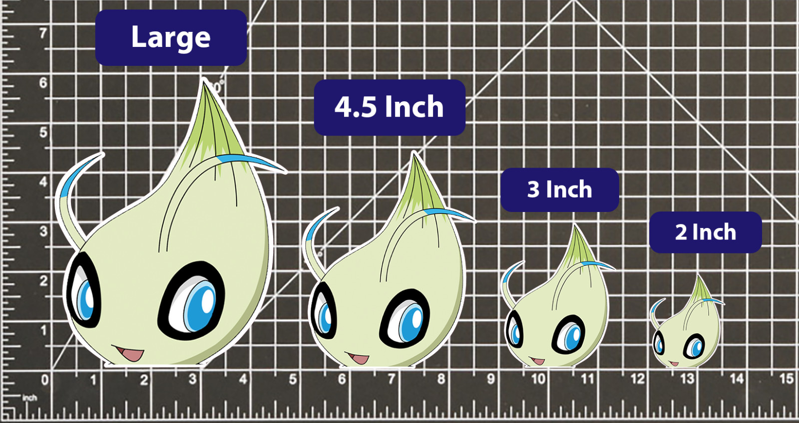 Celebi POKEMON STICKER DECAL -Peeker Peeking- 7 Different Sizes