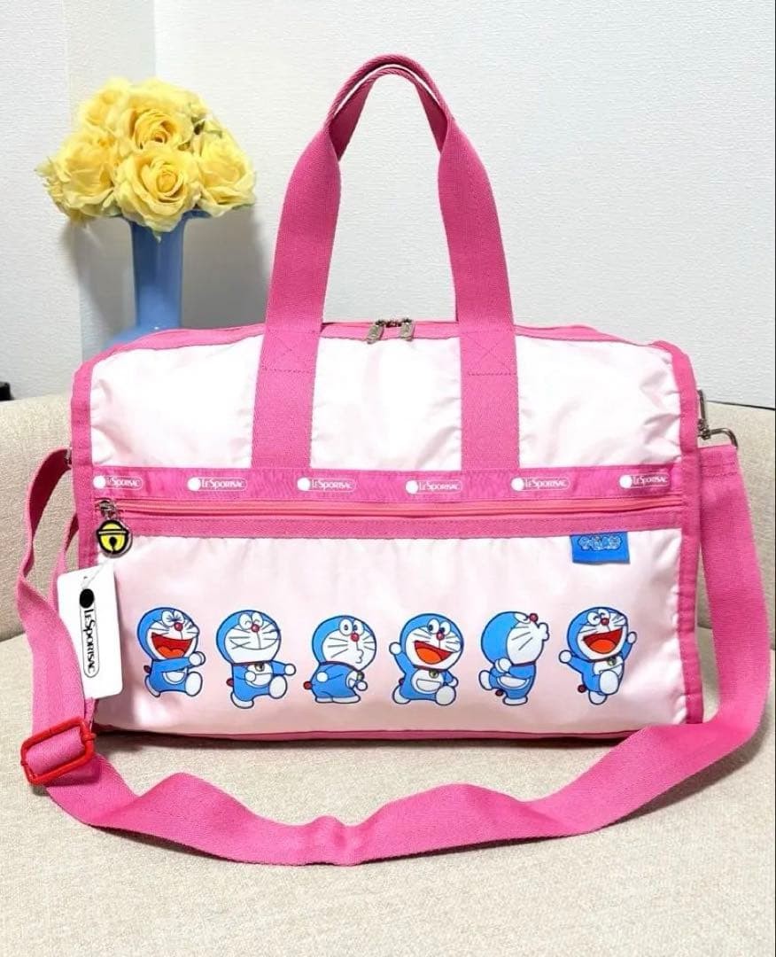 LeSportsac x Doraemon 2WAY Boston Carry-On Bag with Pouch Pink New Tags LeSportsac x Doraemon 2WAY Boston Carry-On Bag with Pouch Pink New Tags