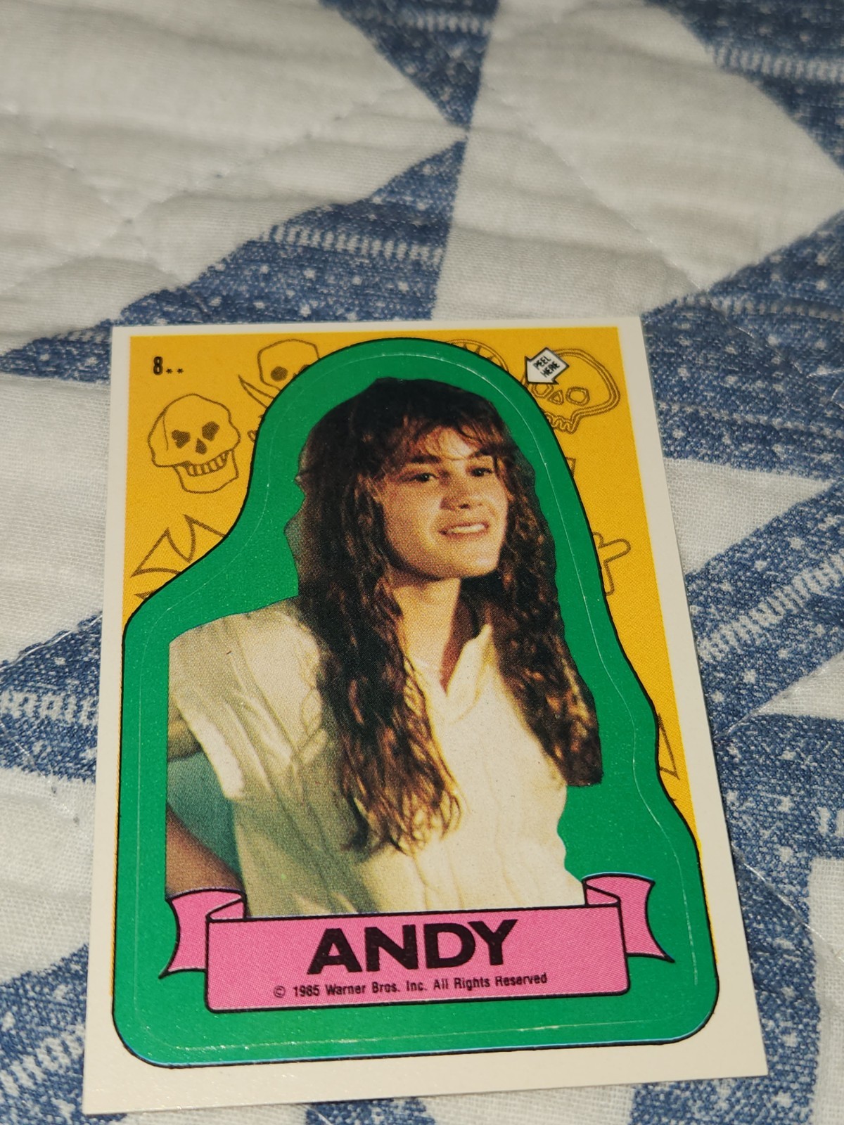 1985 TOPPS GOONIES ANDY CARD - STICKER #8 1985 TOPPS GOONIES ANDY CARD - STICKER #8