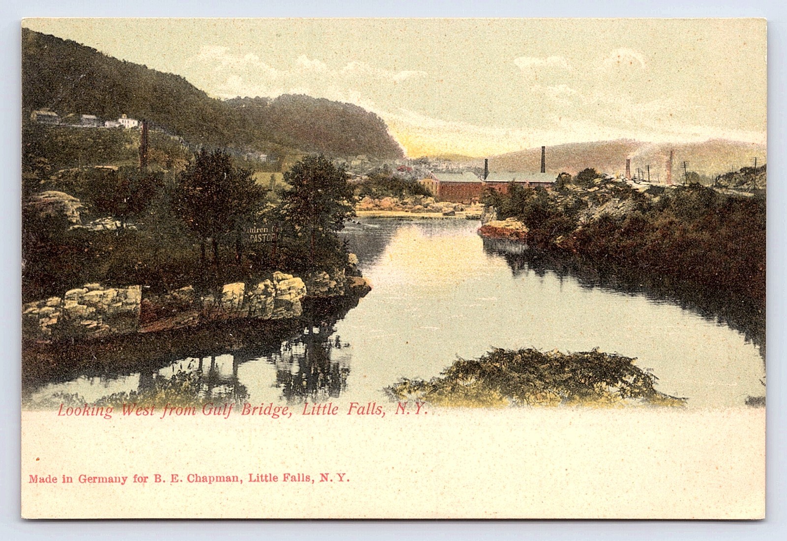 Postcard Looking West from Gulf Bridge Little Falls New York Mohawk River
