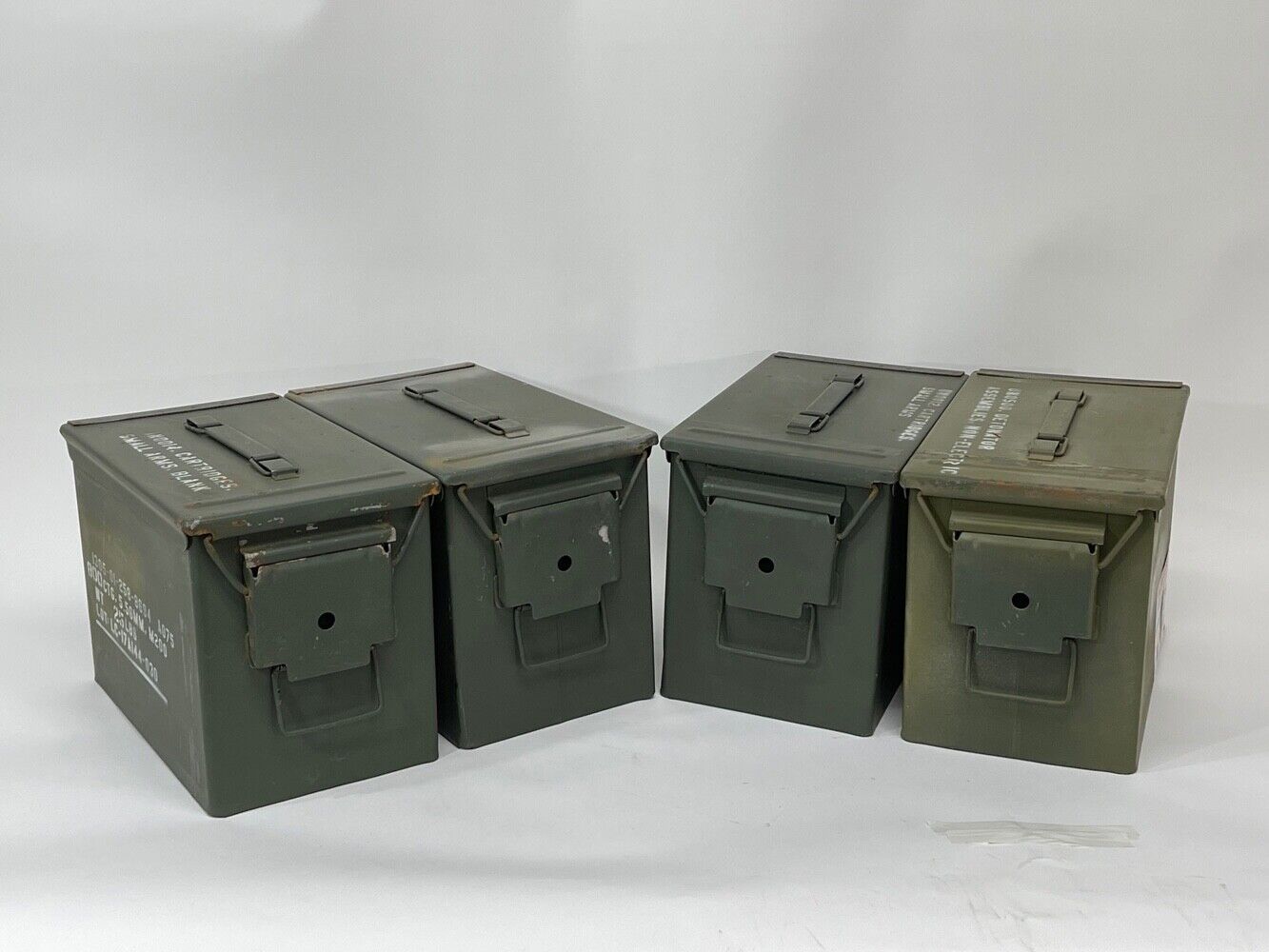 4 Pack FAT 50 Cal Metal Ammo Can – Military Steel Box Ammo Storage - Used