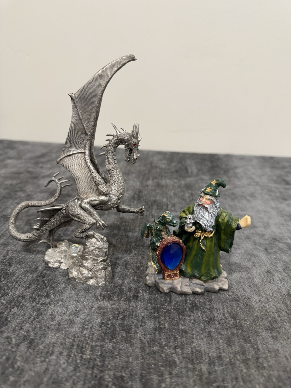 Ral Partha Pewter Winged Dragon Dungeons & Dragons Figure PP730 W/Wizard Figure Ral Partha Pewter Winged Dragon Dungeons & Dragons Figure PP730 W/Wizard Figure
