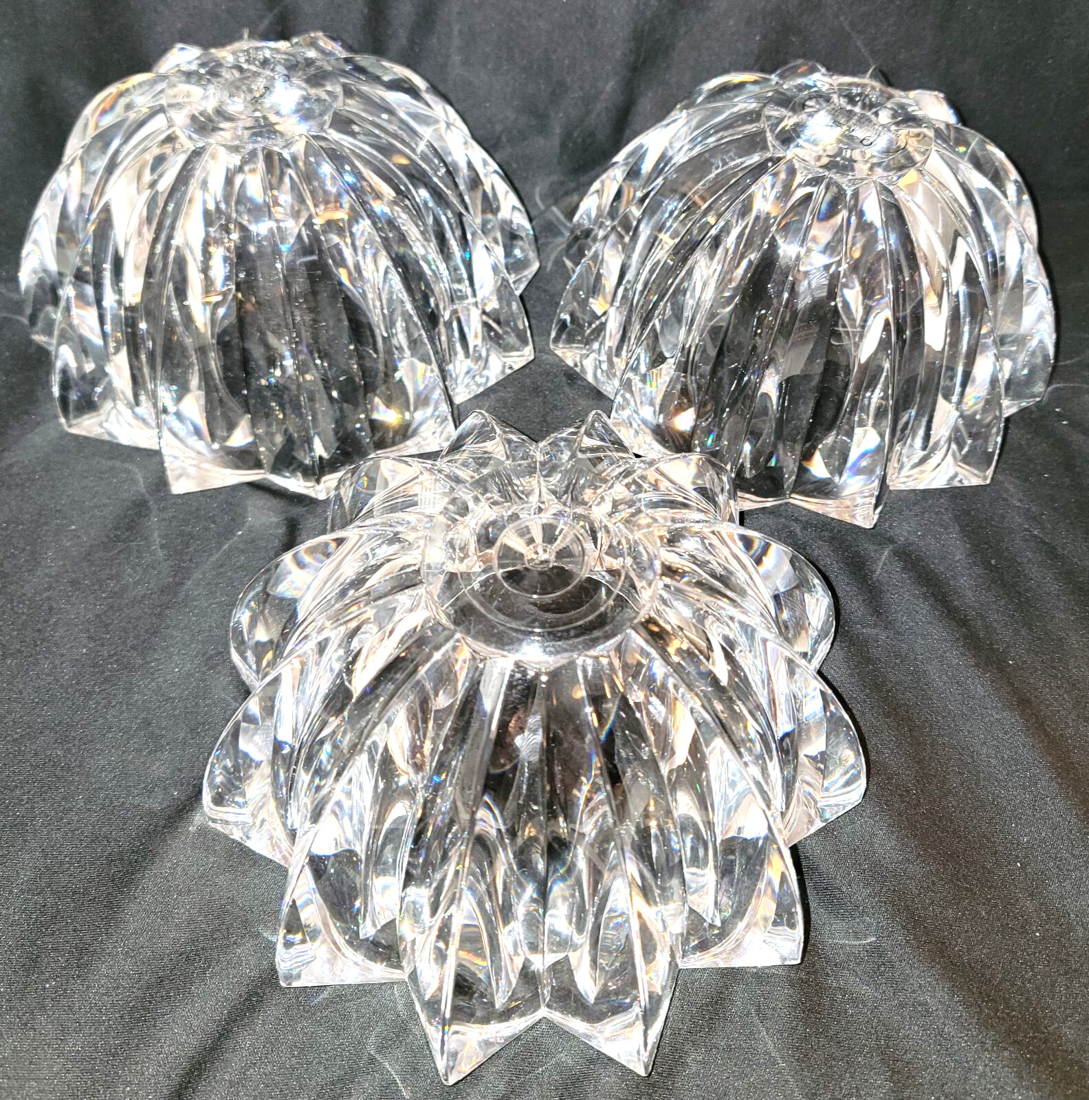 3 Judith Kruger Acrylic Lucite Grainware Carlisle Faceted Bowls 1996 MCM Vtg 3 Judith Kruger Acrylic Lucite Grainware Carlisle Faceted Bowls 1996 MCM Vtg