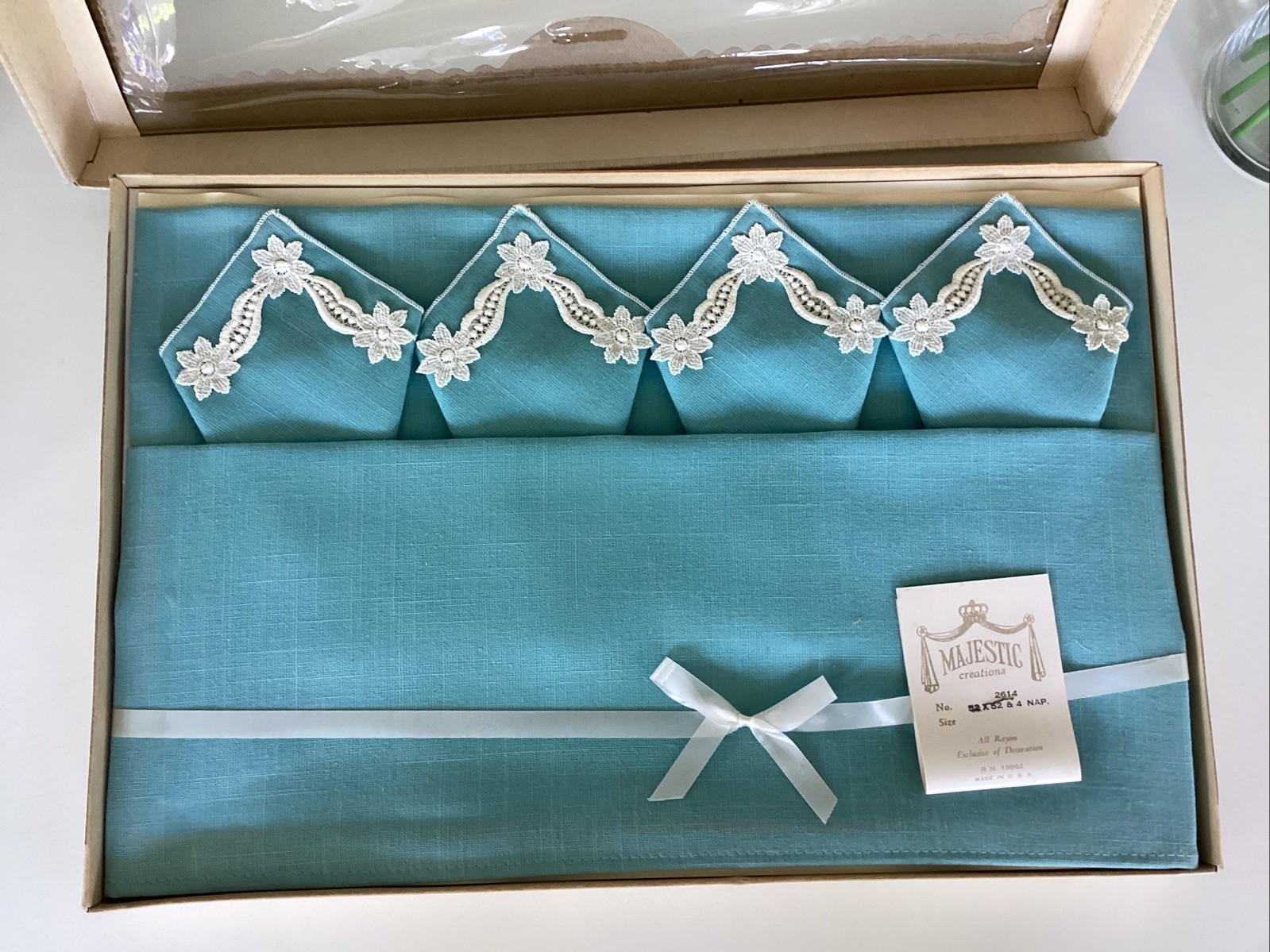 Vintage Majestic Creations Blue White Embroided 52 Vintage Majestic Creations Blue White Embroided 52