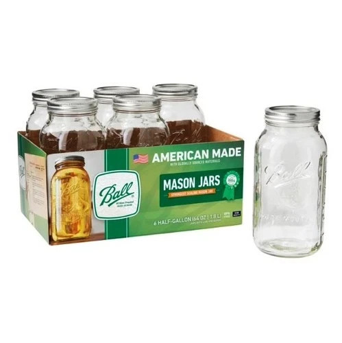 Ball Glass Mason Jar W/Lid & Band, Wide Mouth, 64 Ounces, 6 Count - Ball Glass Mason Jar W/Lid & Band, Wide Mouth, 64 Ounces, 6 Count -