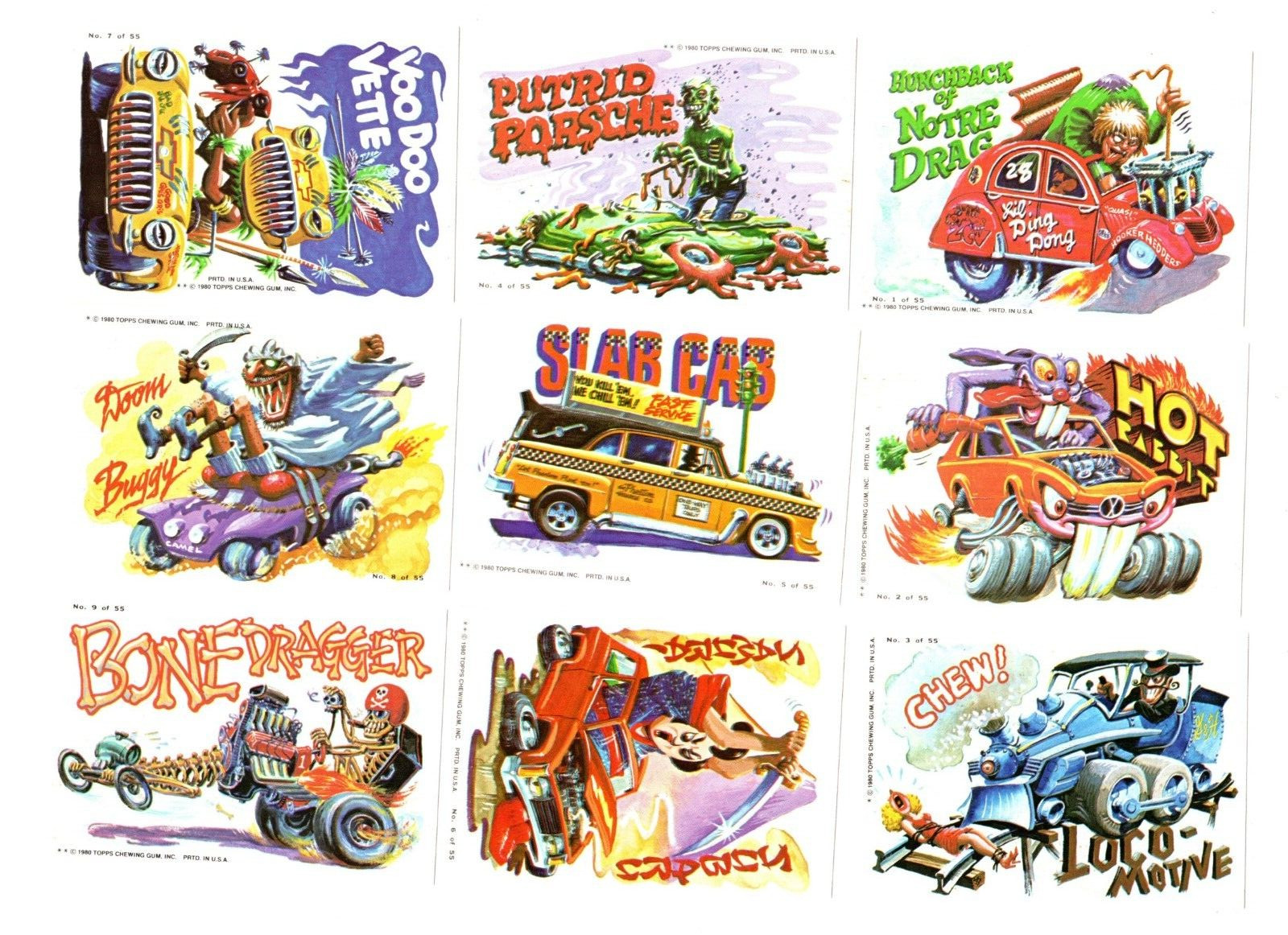 1980 TOPPS WEIRD WHEELS 55-CARD STICKER SET NM/MINT ALL CARDS SCANNED 1980 TOPPS WEIRD WHEELS 55-CARD STICKER SET NM/MINT ALL CARDS SCANNED