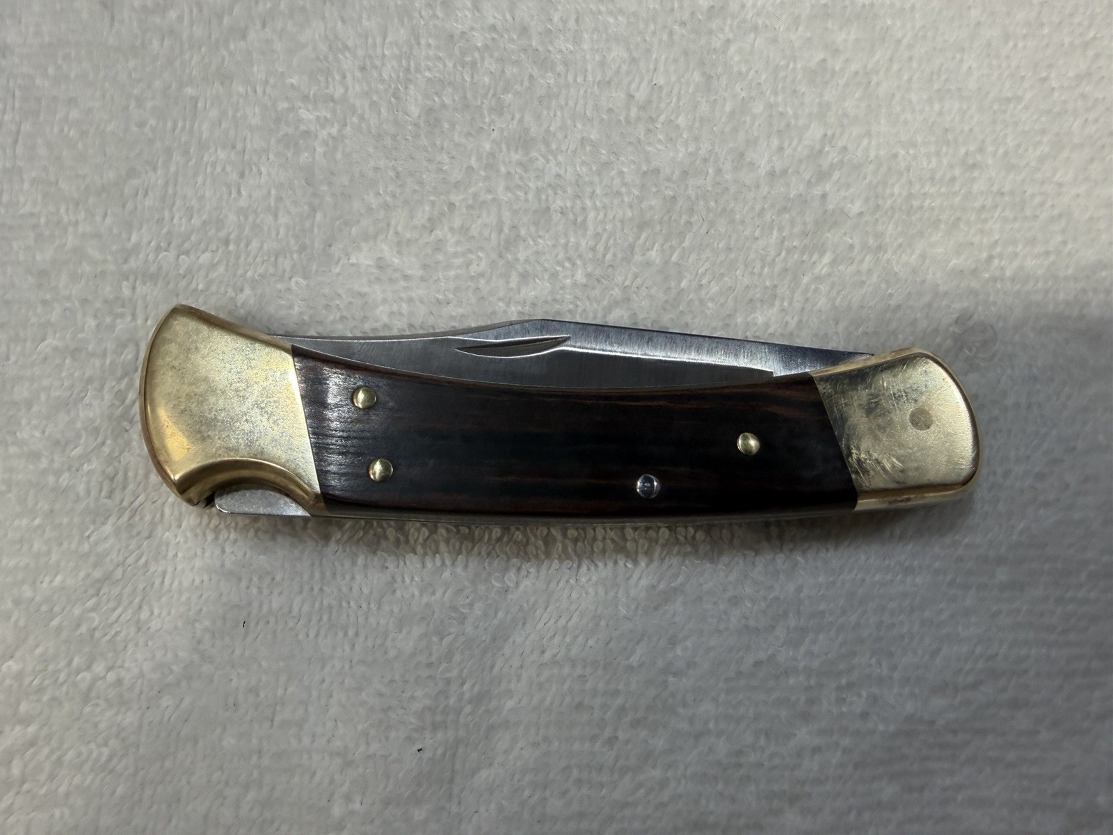 Vintage Buck 110 T Lock Back Wood Handle Single Blade Pocket Knife With Sheath Vintage Buck 110 T Lock Back Wood Handle Single Blade Pocket Knife With Sheath