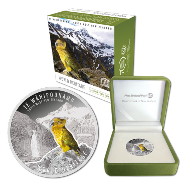2015 New Zealand 1oz Silver Proof Coin - UNESCO World Heritage with Kea Bird