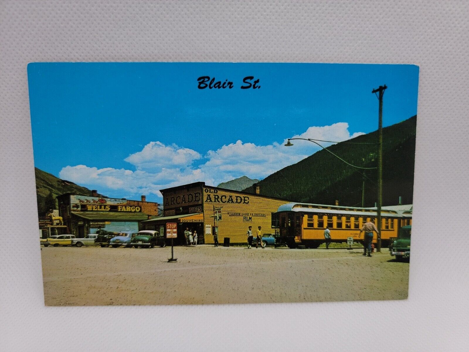 Vintage Postcard Silverton Colorado Narrow Guage Railroad Stop At Blair Street