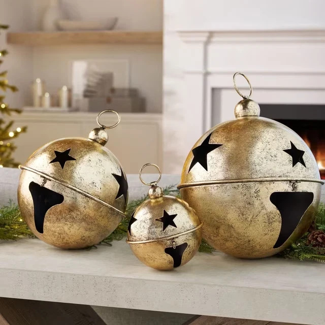 Member's Mark Jingle Bell Décor, Gold  Set of 3