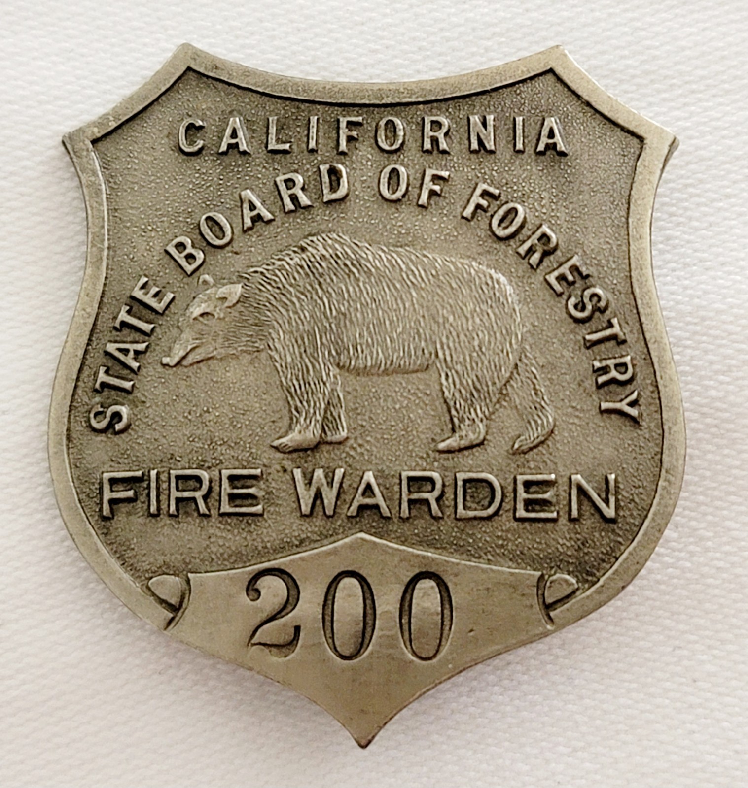 Rare 1900s Antique California State Board Of Forestry Fire Warden Badge #200 Rare 1900s Antique California State Board Of Forestry Fire Warden Badge #200