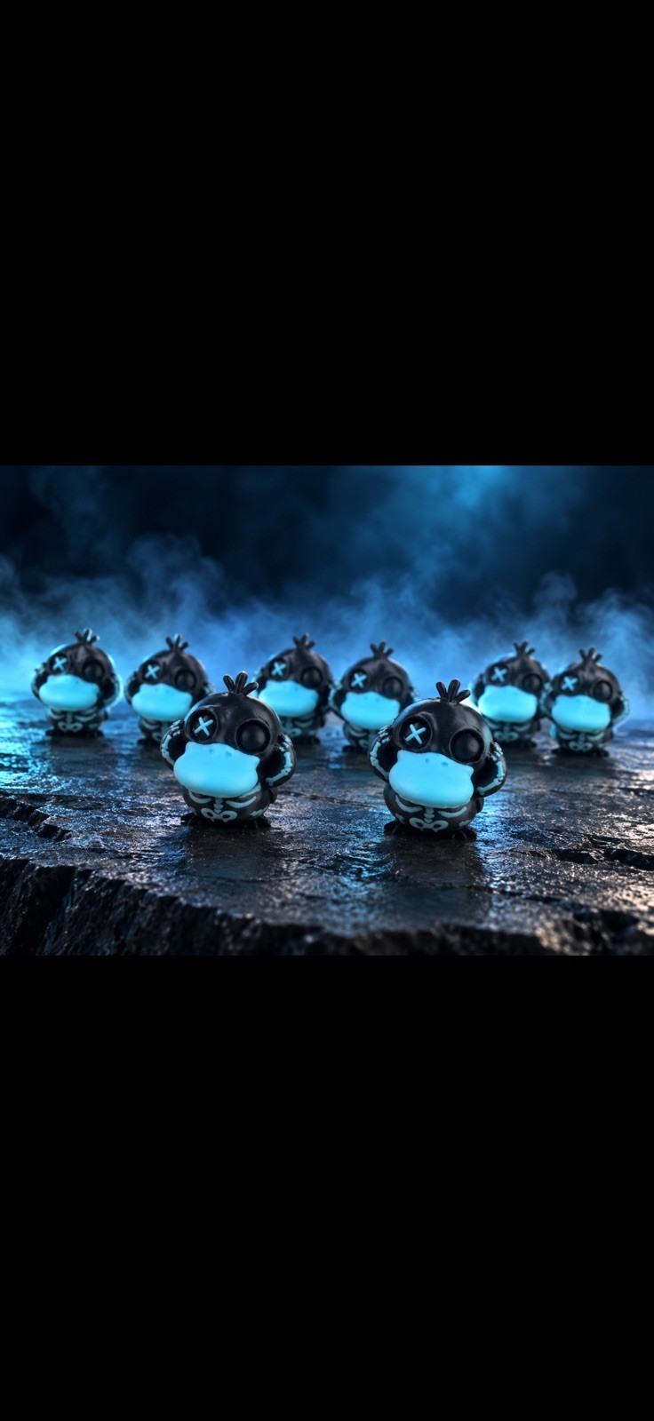 Black/Blue Psyduck keychain Lot of 9, glows in the dark Halloween pokemon Black/Blue Psyduck keychain Lot of 9, glows in the dark Halloween pokemon