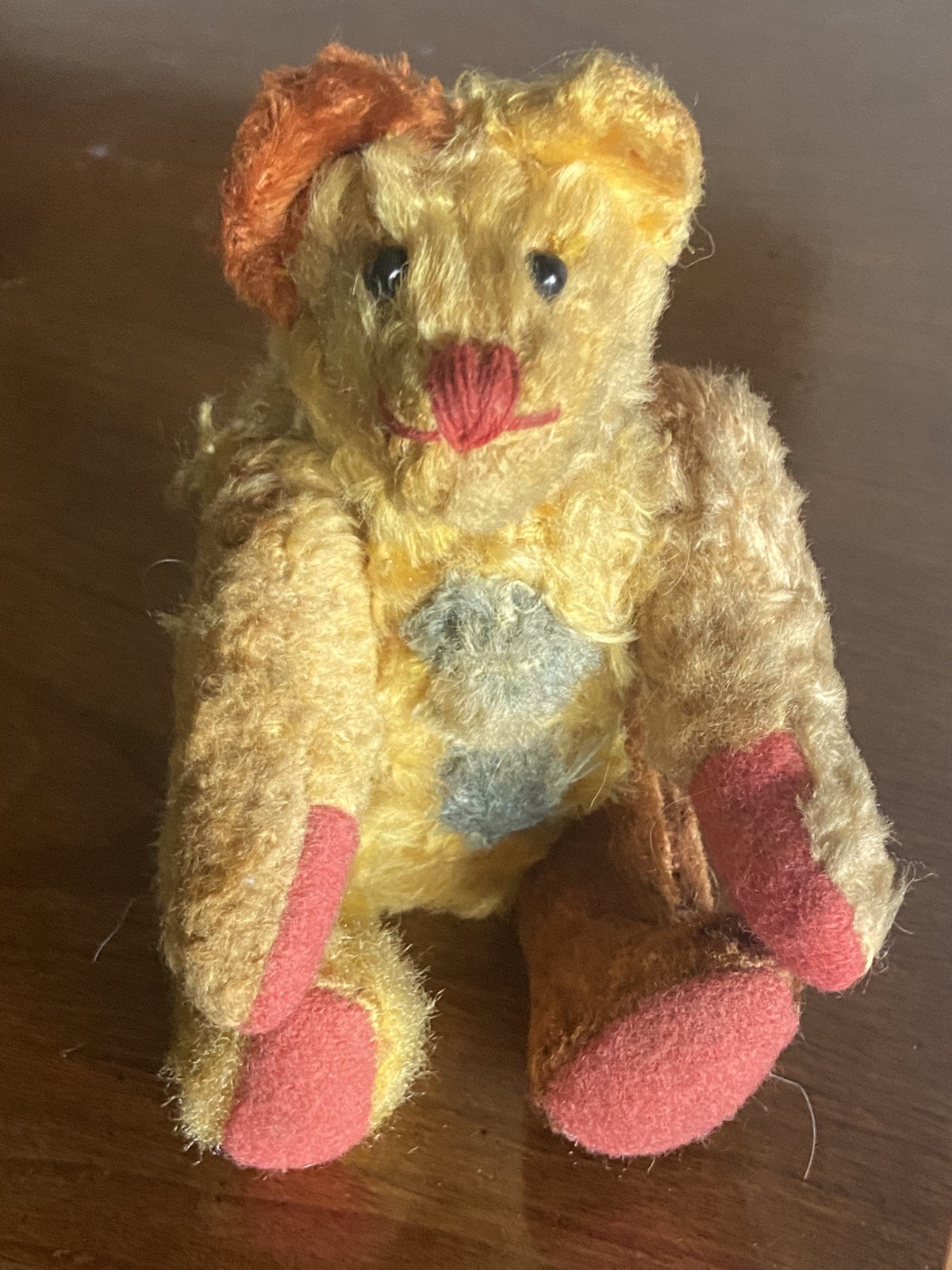 Antique French Teddy Bear Clown Mohair & Felt Arm Rod Jointed Early Bear Unusual Antique French Teddy Bear Clown Mohair & Felt Arm Rod Jointed Early Bear Unusual