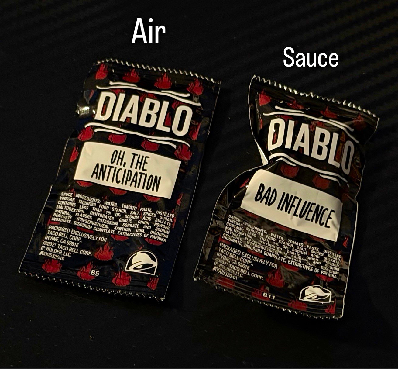 RARE Air Filled “EMPTY” Taco Bell Diablo Sauce Packet. PERSONAL DELIVERY RARE Air Filled “EMPTY” Taco Bell Diablo Sauce Packet. PERSONAL DELIVERY