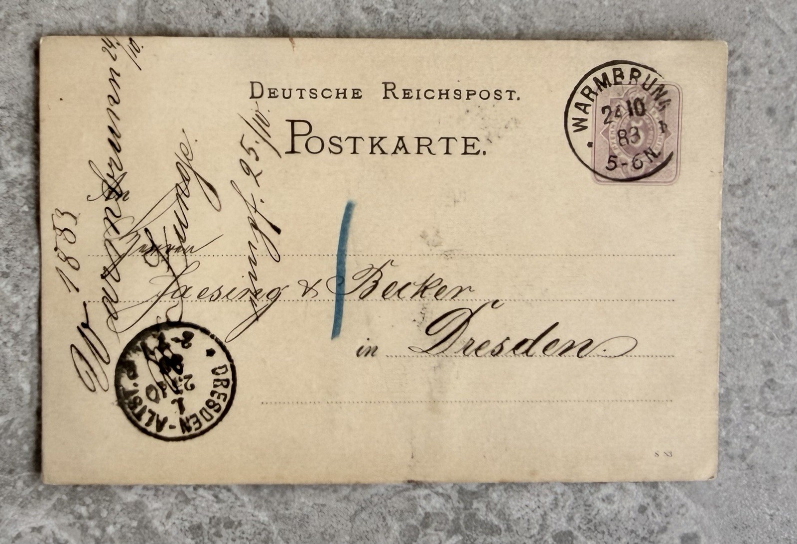 Dresden Germany Antique Postcard 1883 Dresden Germany Antique Postcard 1883