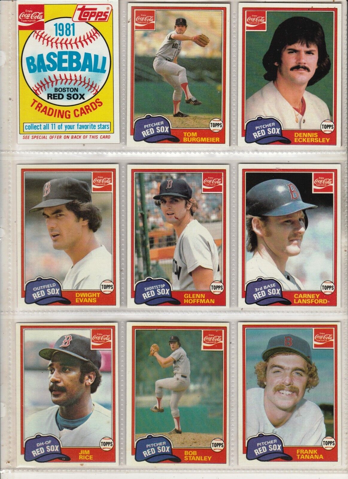 1981 Topps Coca Cola Coke Red Sox Team Set 11 CARDS EX/NM