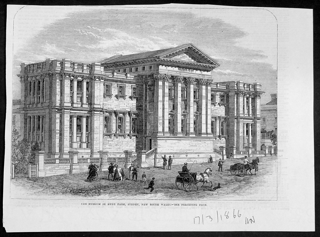 1866 Illustrated London News Antique Print of Sydney Museum, NSW Australia