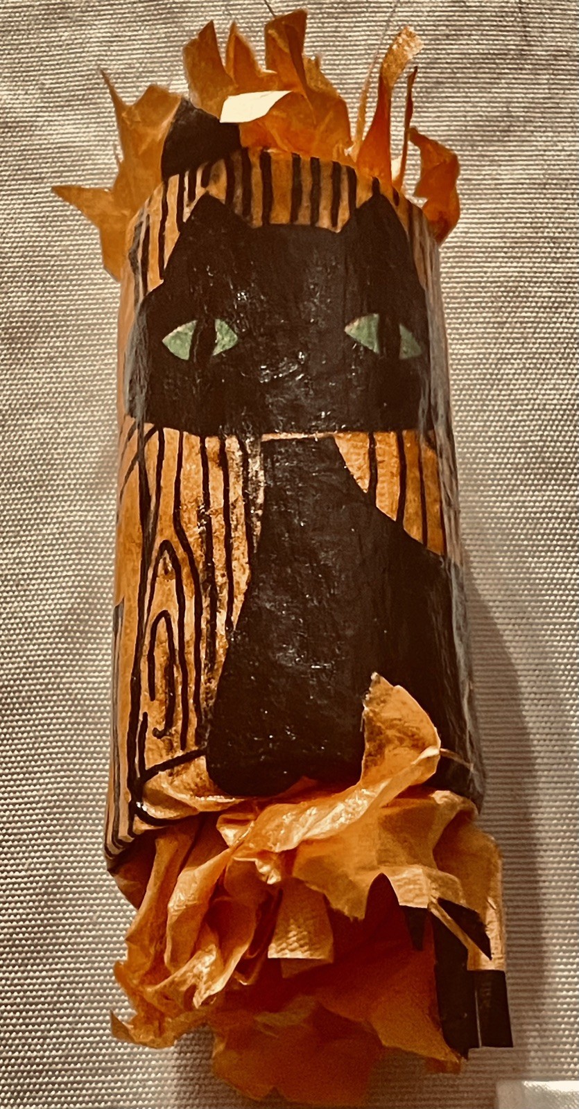Rare 1 vintage Black Cat Green Eyes Halloween Crepe Paper Party Favor W/prizes Rare 1 vintage Black Cat Green Eyes Halloween Crepe Paper Party Favor W/prizes