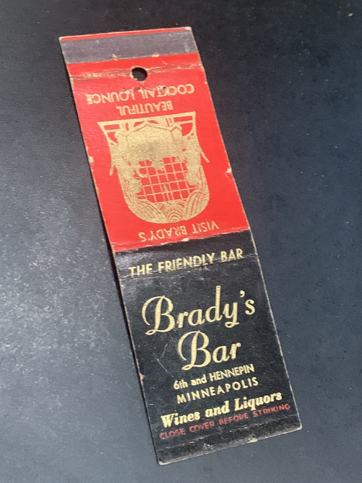 Vintage Minnesota Matchbook “Brady’s Bar” Minneapolis