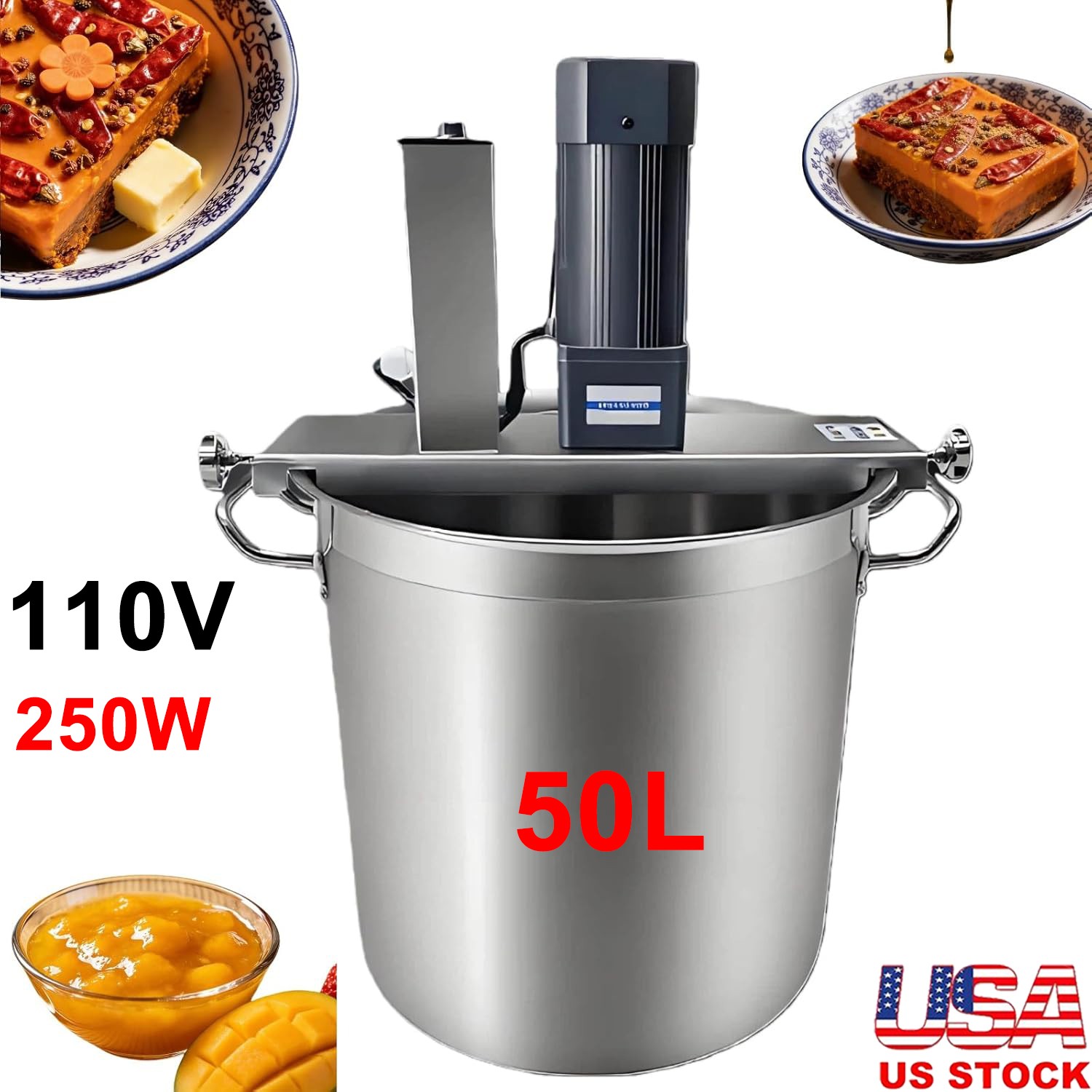 250W Automatic Food Mixer 110V Hot Pot Bottom Soup Stirrer Cooking Machine 15.7\