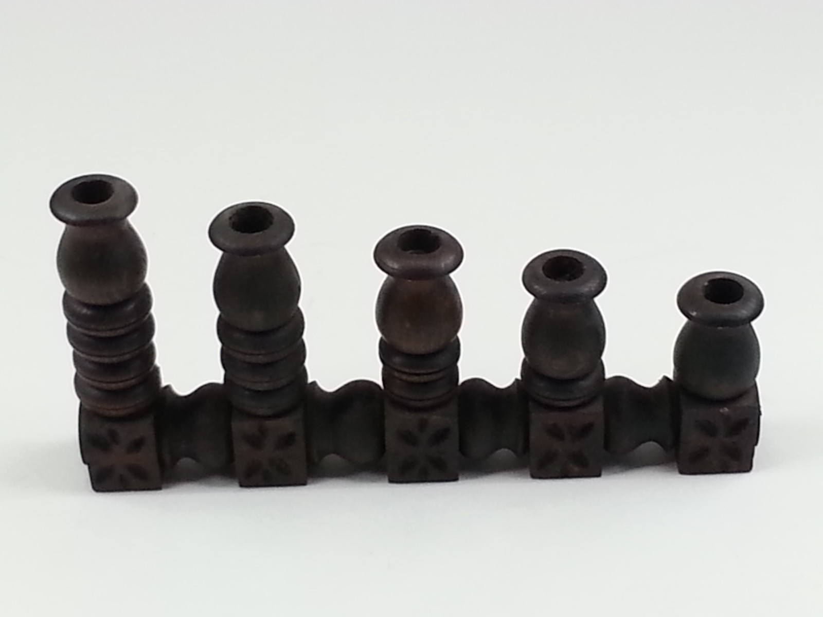 Retro Goth Vintage 1970s Mediterranean Spanish Revival 5 Slot Wood Candleholder Retro Goth Vintage 1970s Mediterranean Spanish Revival 5 Slot Wood Candleholder