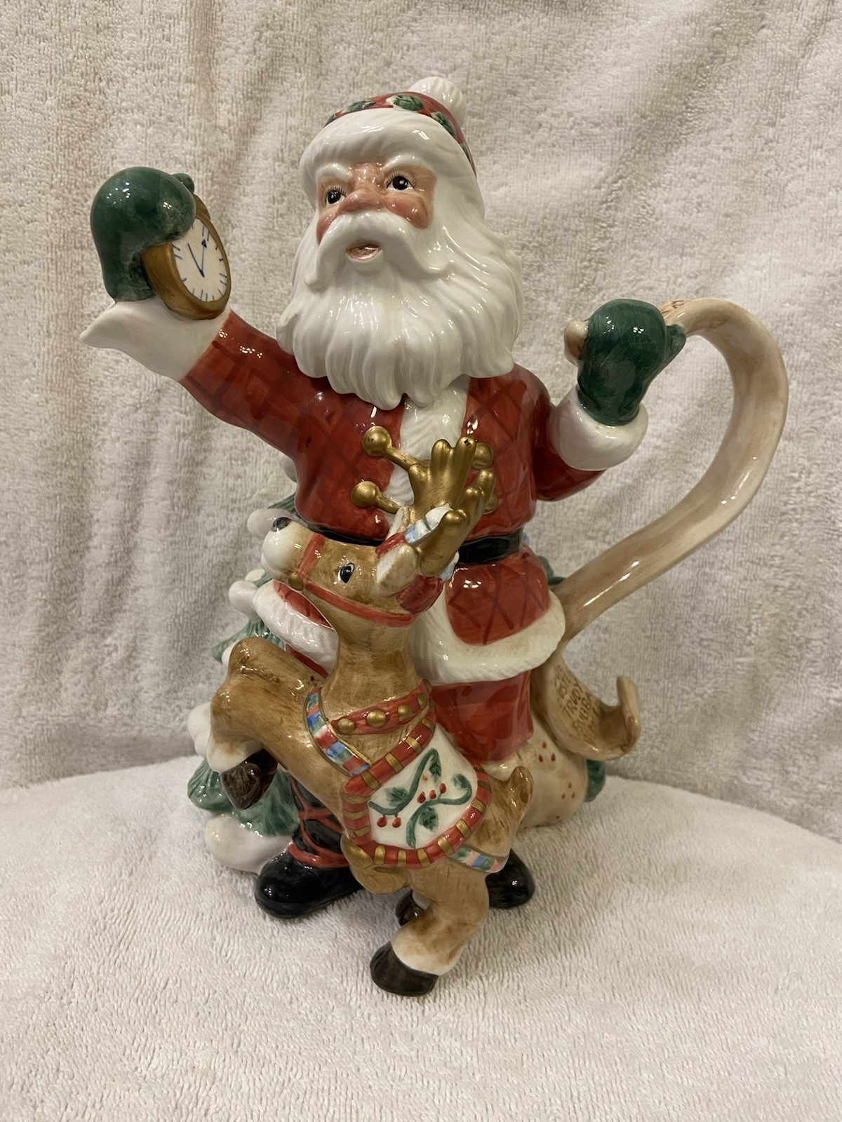 Vintage 1996 Fitz & Floyd Omnibus Christmas Teapot Santa Reindeer Pristine Mint Vintage 1996 Fitz & Floyd Omnibus Christmas Teapot Santa Reindeer Pristine Mint