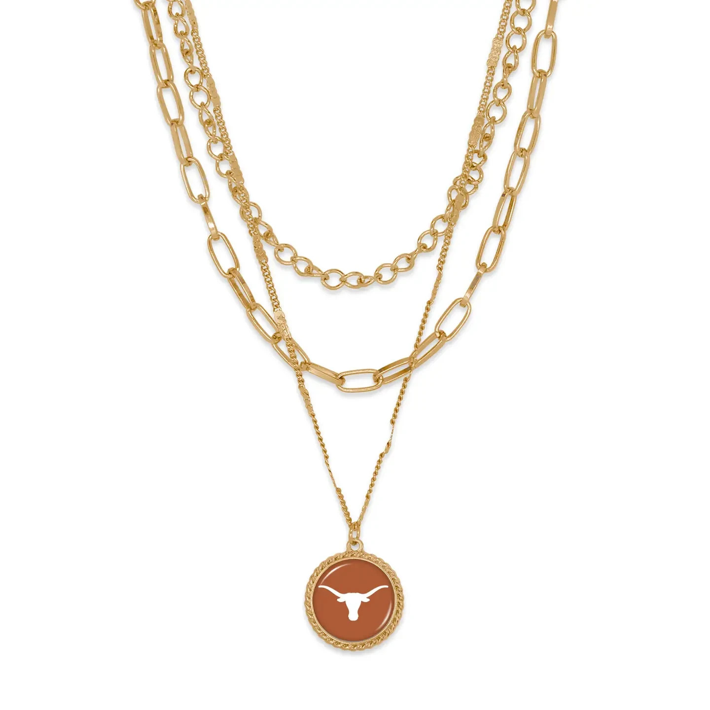 Texas Longhorns, Licensed Emblem Sydney Necklace, 18K gold plated Texas Longhorns, Licensed Emblem Sydney Necklace, 18K gold plated