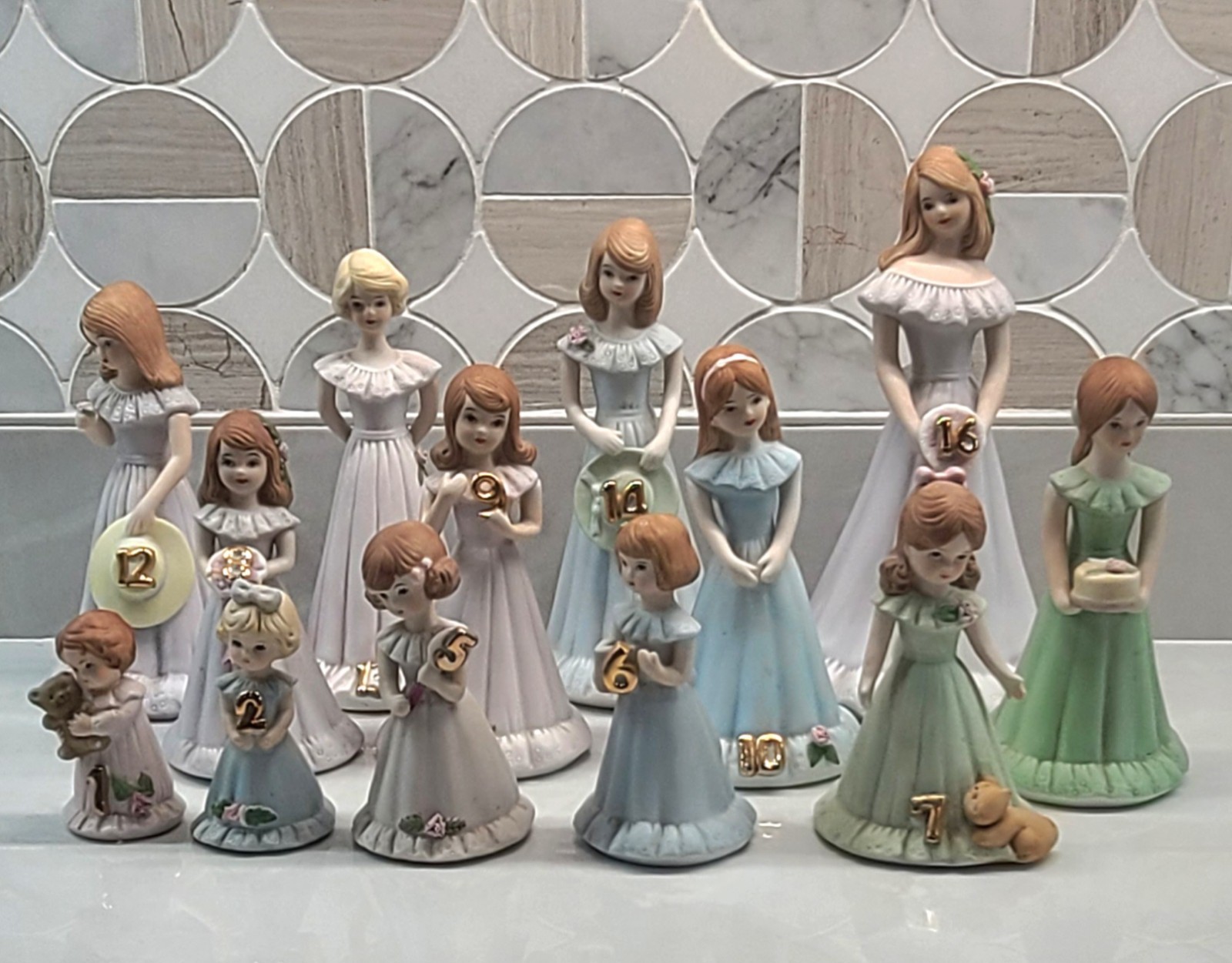12 Vintage Enesco Growing Up Birthday Girls Figurines 1-16 Brunette Incomplete 12 Vintage Enesco Growing Up Birthday Girls Figurines 1-16 Brunette Incomplete