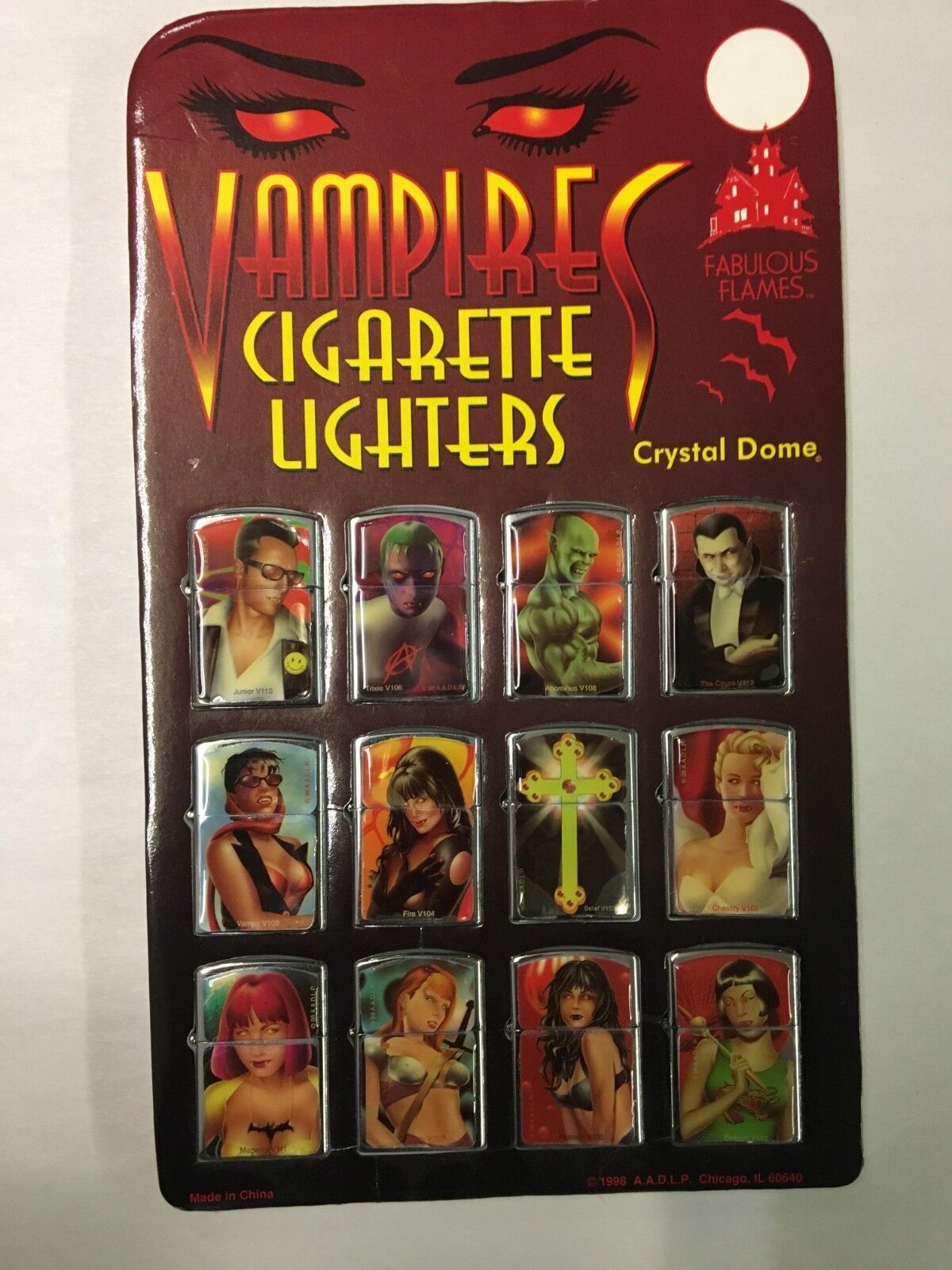 Vintage 1990's Display 12 Different Vampire Cigarette Lighters Pinup Girl RARE