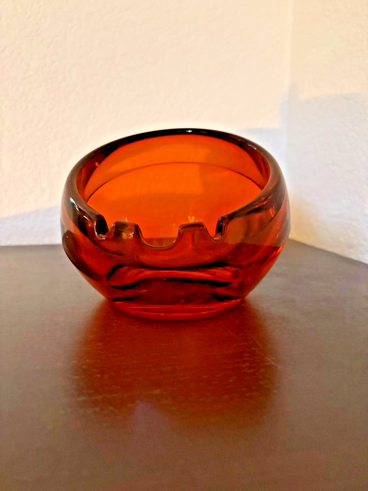 Vintage -Viking Glass MURANO HAND BLOWN FLAME ORANGE GLASS DOME ASHTRAY Vintage -Viking Glass MURANO HAND BLOWN FLAME ORANGE GLASS DOME ASHTRAY