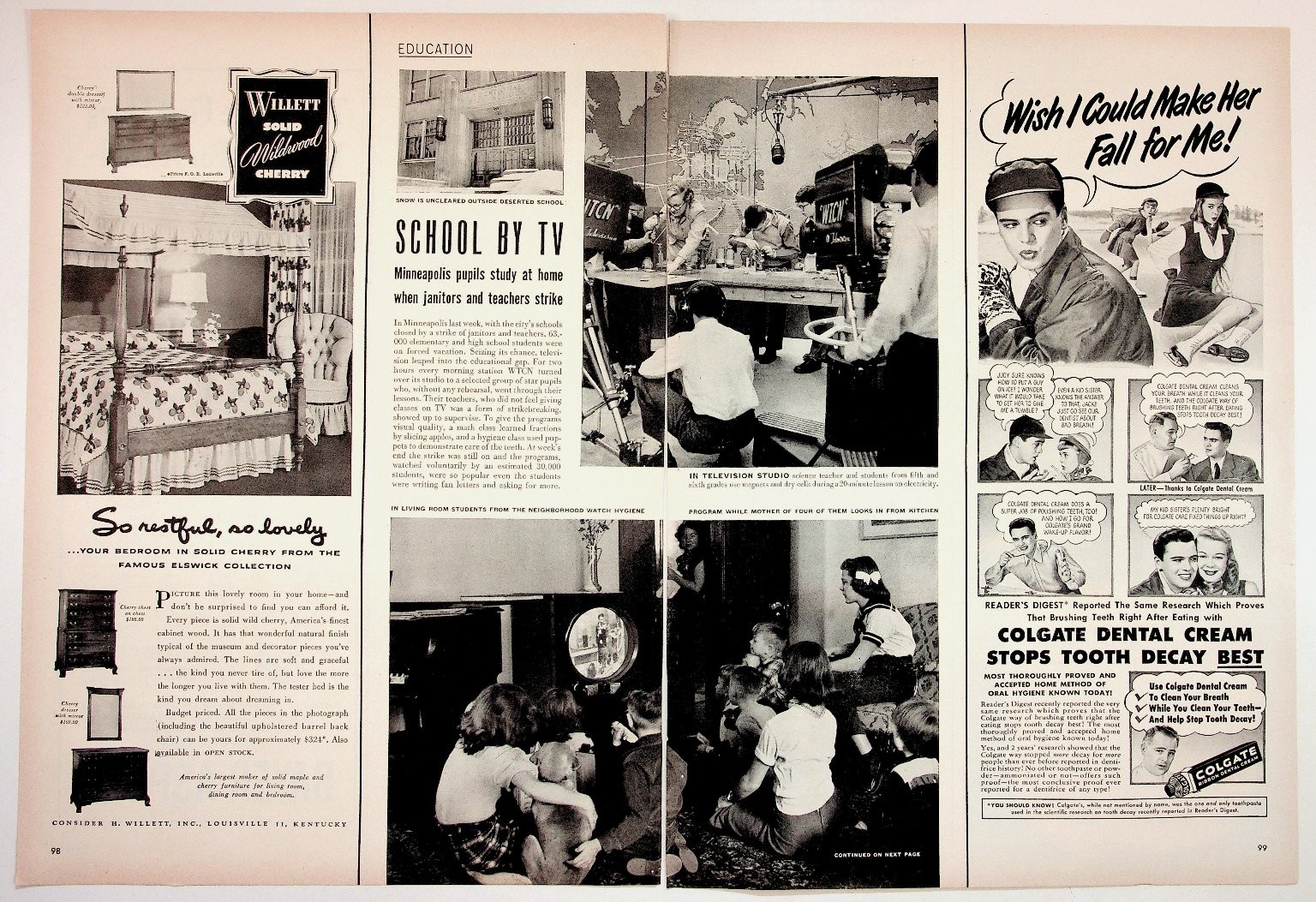 1950s TV School Education Colgate Dental Cream Formfit Lingerie Magazine Page 1950s TV School Education Colgate Dental Cream Formfit Lingerie Magazine Page