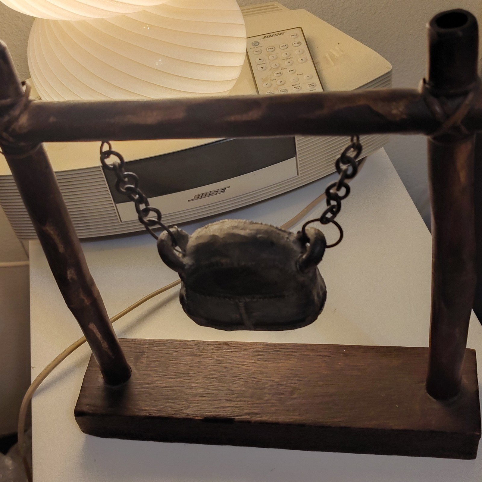 Vintage Burmese Bronze Elephant Bell on Wooden Stand Temple Altar Gong Rutic Vintage Burmese Bronze Elephant Bell on Wooden Stand Temple Altar Gong Rutic