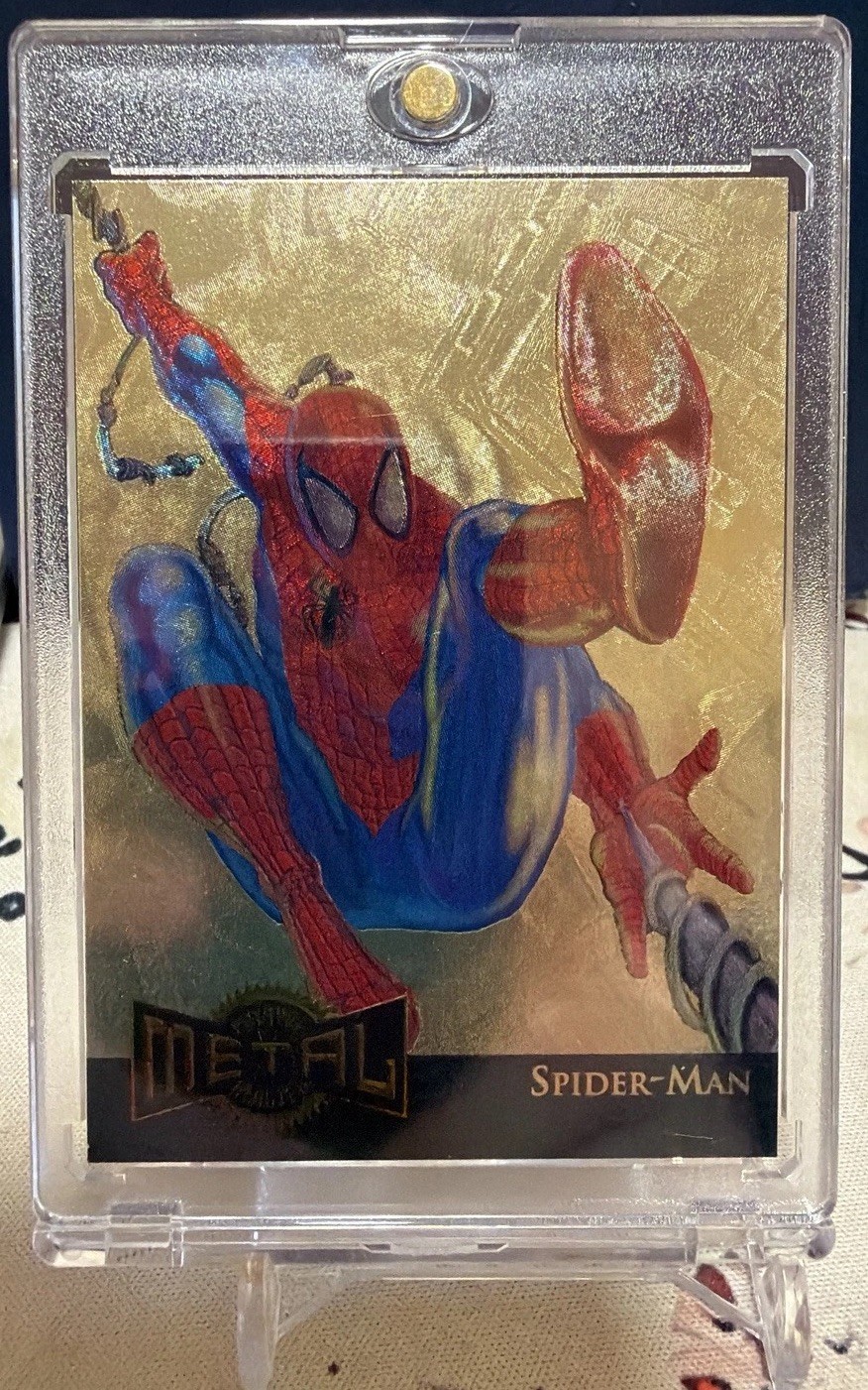 1995 Marvel Metal Spider-Man Gold Blaster #12 Rare Vintage Parallel Card🔥🔥 1995 Marvel Metal Spider-Man Gold Blaster #12 Rare Vintage Parallel Card🔥🔥