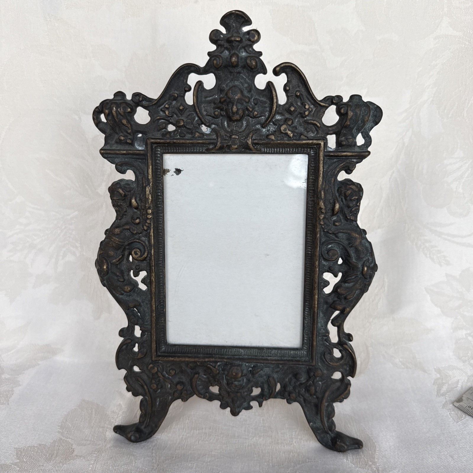 Antique Victorian Rococo/Baroque Style Brass/Bronze/Iron Heavy Easel Back  Frame