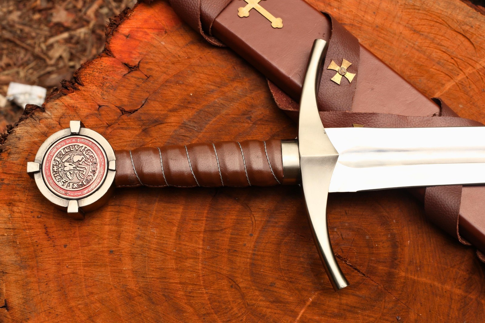Handmade Templar Knight Sword Replica | Medieval Crusader Sword with Scabbard