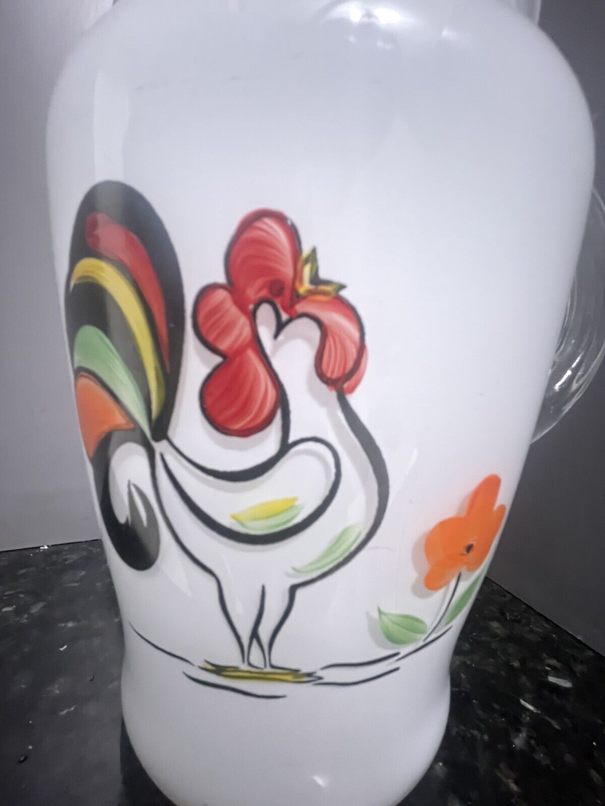 Vintage 1950s Bartlett Collins Chanticleer “Proud Rooster” Hand painted Pitcher