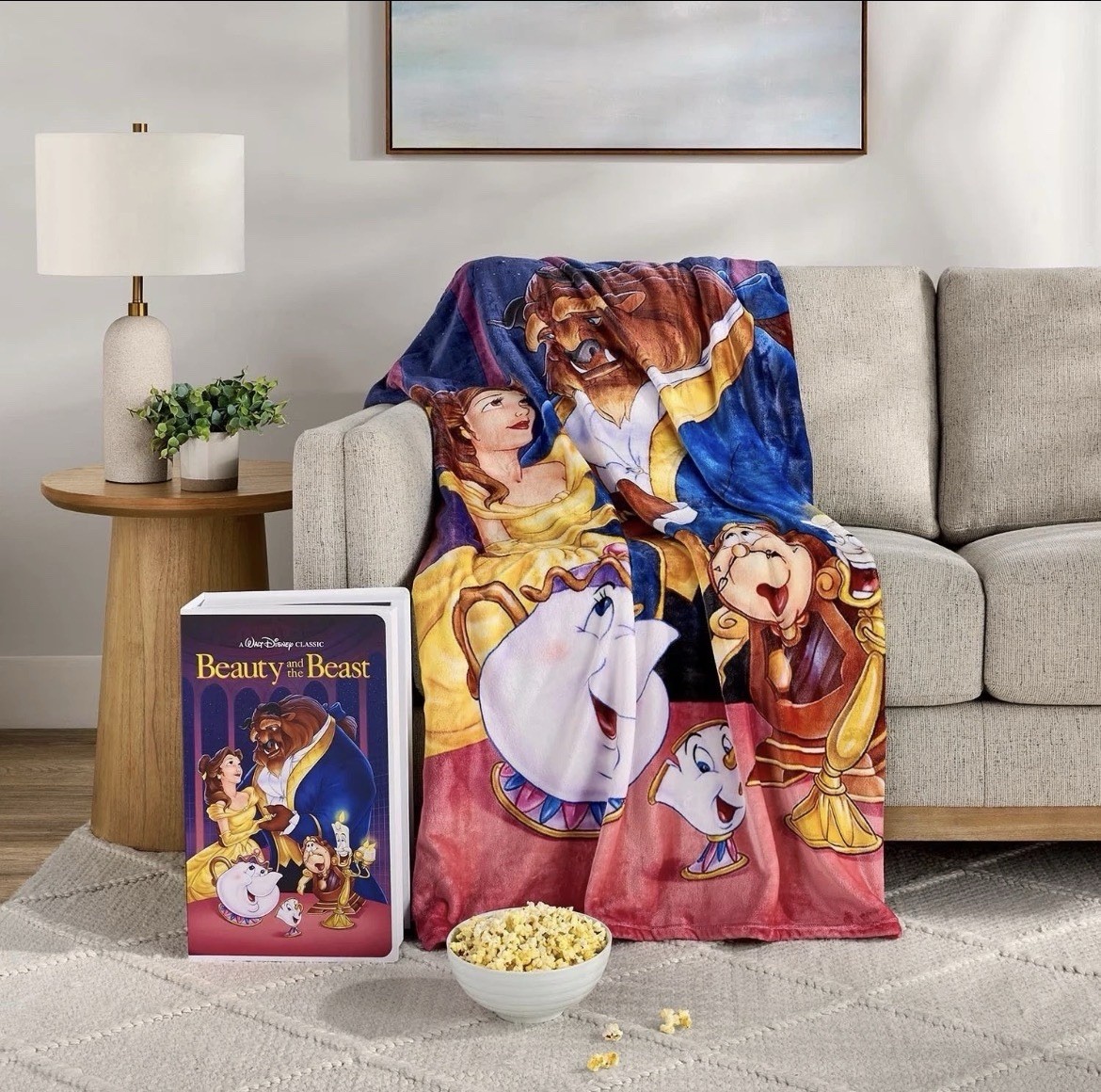 Disney Beauty And The Beast VHS Box Throw Blanket 50