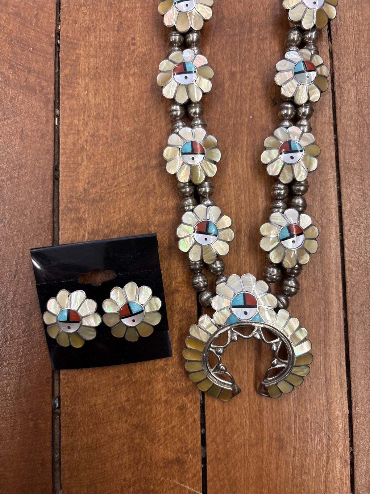Vintage Native American Turquoise Necklace Sterling Silver Zuni SIGNED A.GASPER Vintage Native American Turquoise Necklace Sterling Silver Zuni SIGNED A.GASPER