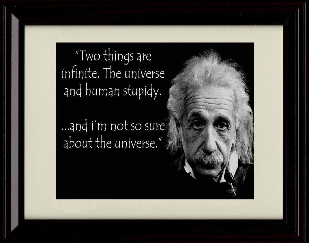 8x10 Framed Albert Einstein Quote - Human Stupidity