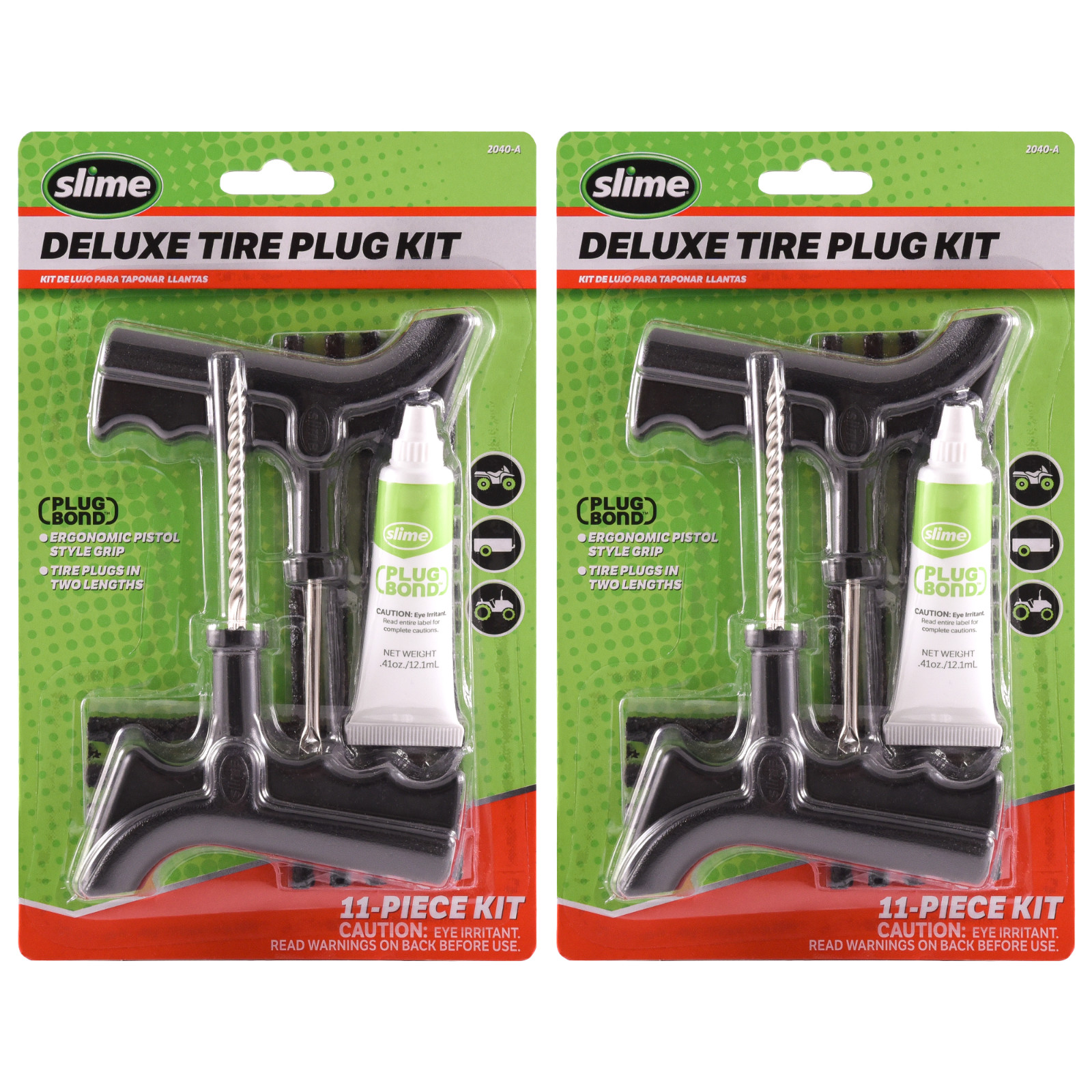 2-Pack Slime 11-Piece Deluxe Tire Plug Kit with Plug Bond 2040-a 2-Pack Slime 11-Piece Deluxe Tire Plug Kit with Plug Bond 2040-a