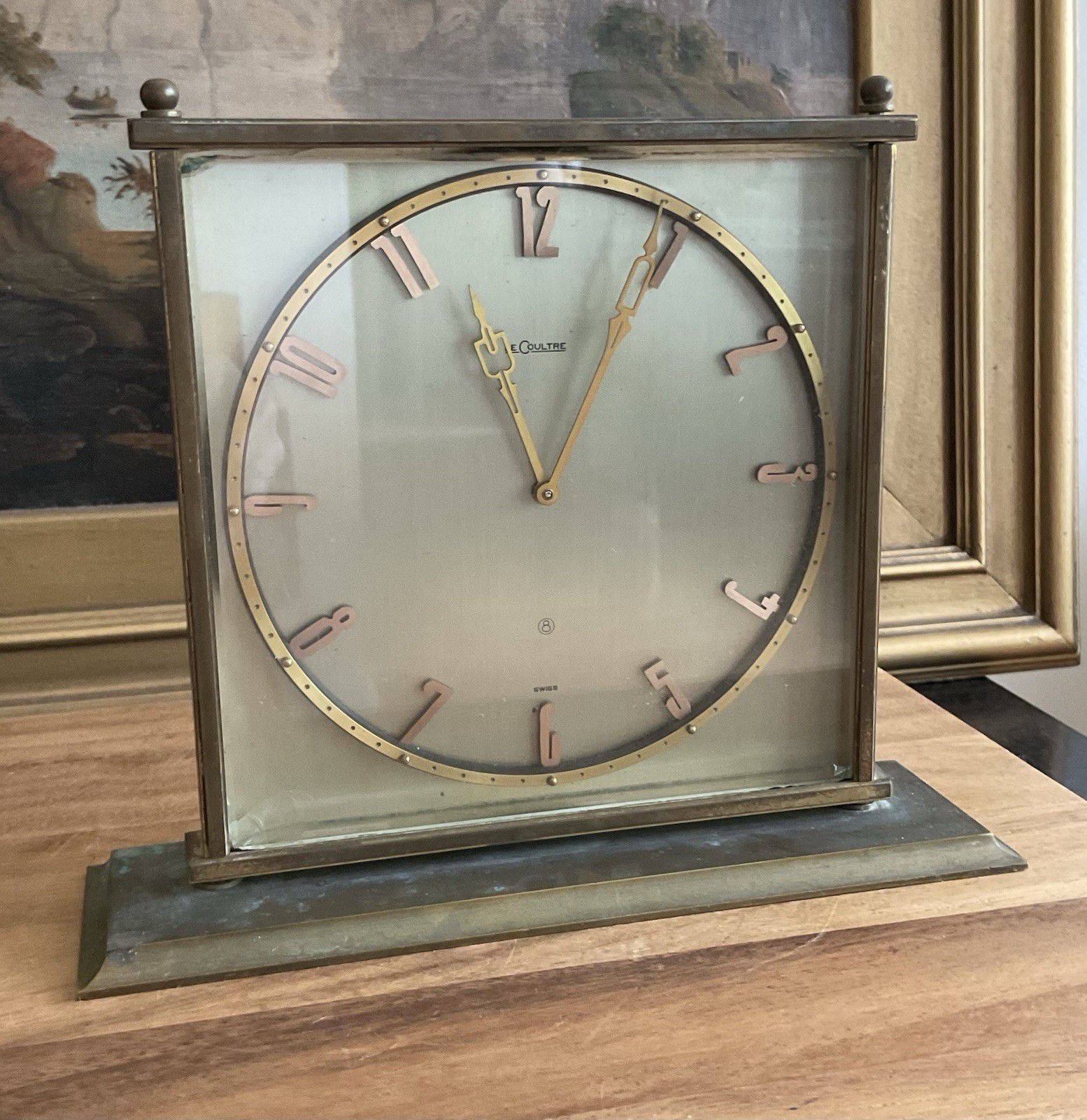 LECOULTRE Swiss 8-Day 15 Jewel DESK CLOCK MCM Vintage As-Is