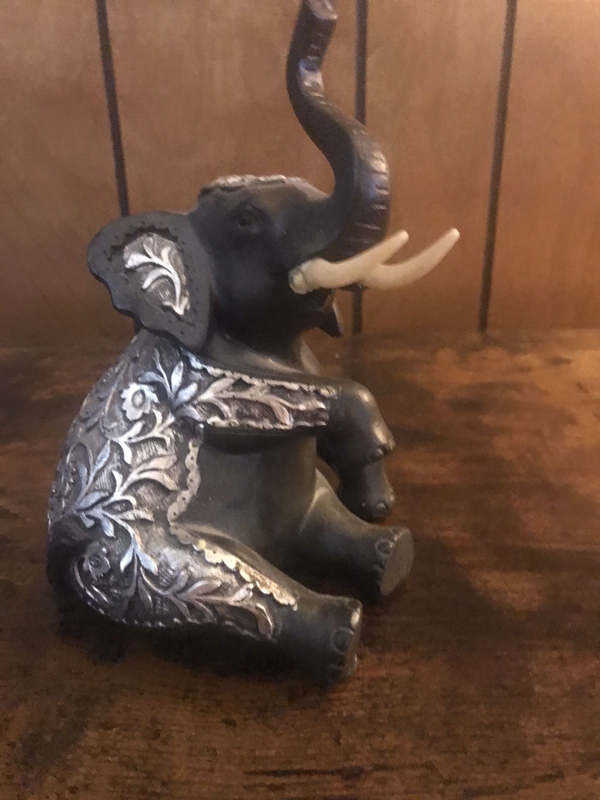 VTG Black Sitting Elephant Home Decor. Great For Collection. One Tusk Glued. VTG Black Sitting Elephant Home Decor. Great For Collection. One Tusk Glued.