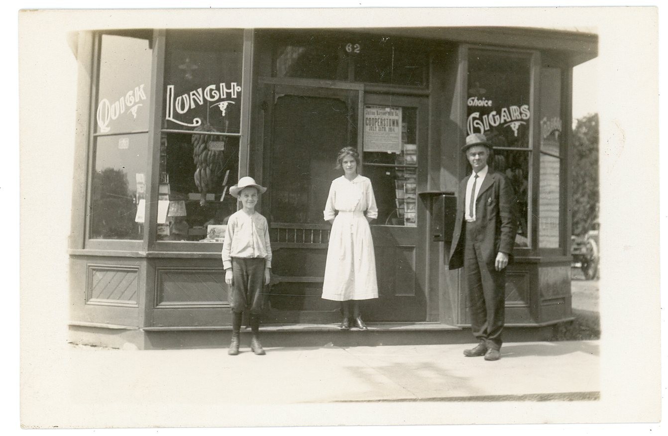 RPPC NY Sidney H A Robinsons Store Main Street Cigar Bananas Cooperstown Flyer RPPC NY Sidney H A Robinsons Store Main Street Cigar Bananas Cooperstown Flyer
